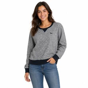 PINK VICTORIA’S SECRET Women’s Gray Black Long Sleeve Lounge Sweatshirt Medium